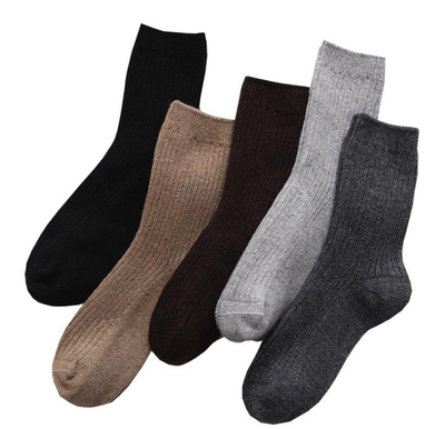 Custom Solid Color Men's Wool Business Crew Socks